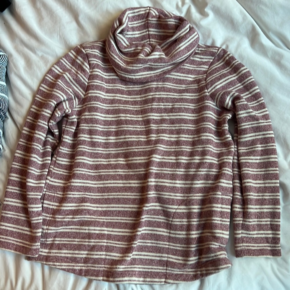 LL Bean Fleece cowl neck sweater/shirt